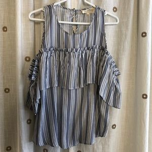 Sweet Wanderer striped Open shouldered blouse